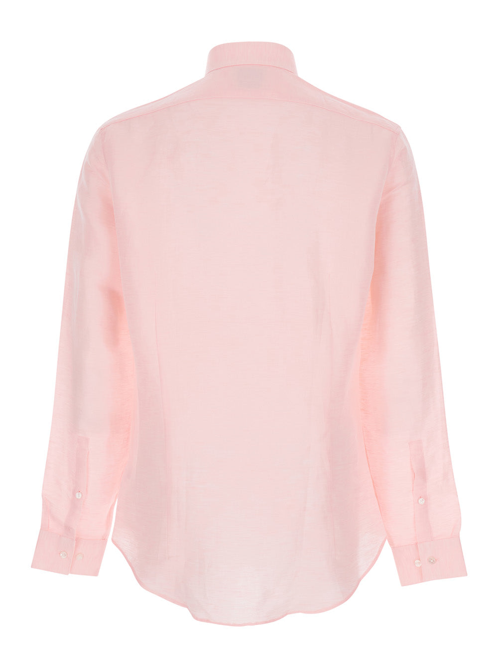 Shirt SLIM REF LINEN BLD SLD Pink with Classic Collar and Long Sleeves in Lyocell Blend for Women Blouses