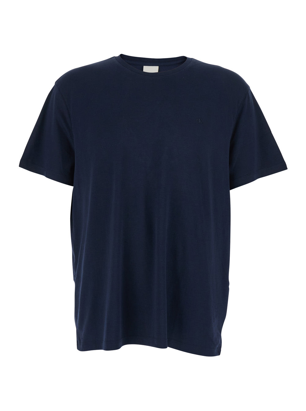 Blue T-Shirt with Tone-on-Tone Logo on the Front for Men Blu Cotton Tshirts And Polo Shirts