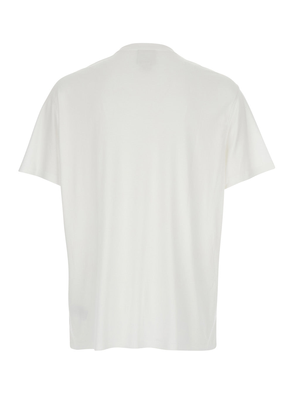 White T-Shirt with Tone-on-Tone Logo on the Front in Cotton Man Tshirts And Polo Shirts