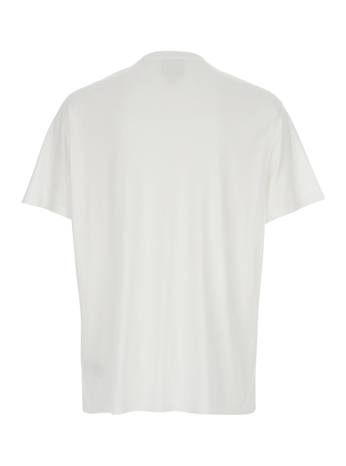White T-Shirt with Tone-on-Tone Logo on the Front in Cotton Man Tshirts And Polo Shirts