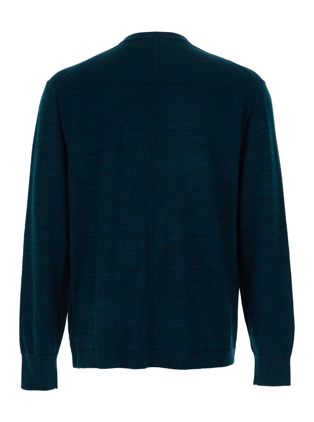 Crew Neck Sweater with Logo Embroidery on the Front and Dropped Shoulders in Blue Wool for Men Blu Jersey