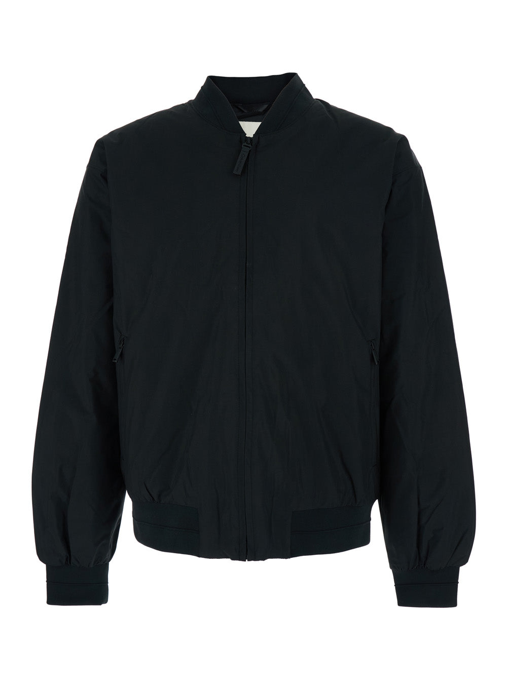 Hero Jacket with Bomber Collar and Two Zip Pockets on the Front in Black Tech Fabric for Men Recycled Polyester Outerwear