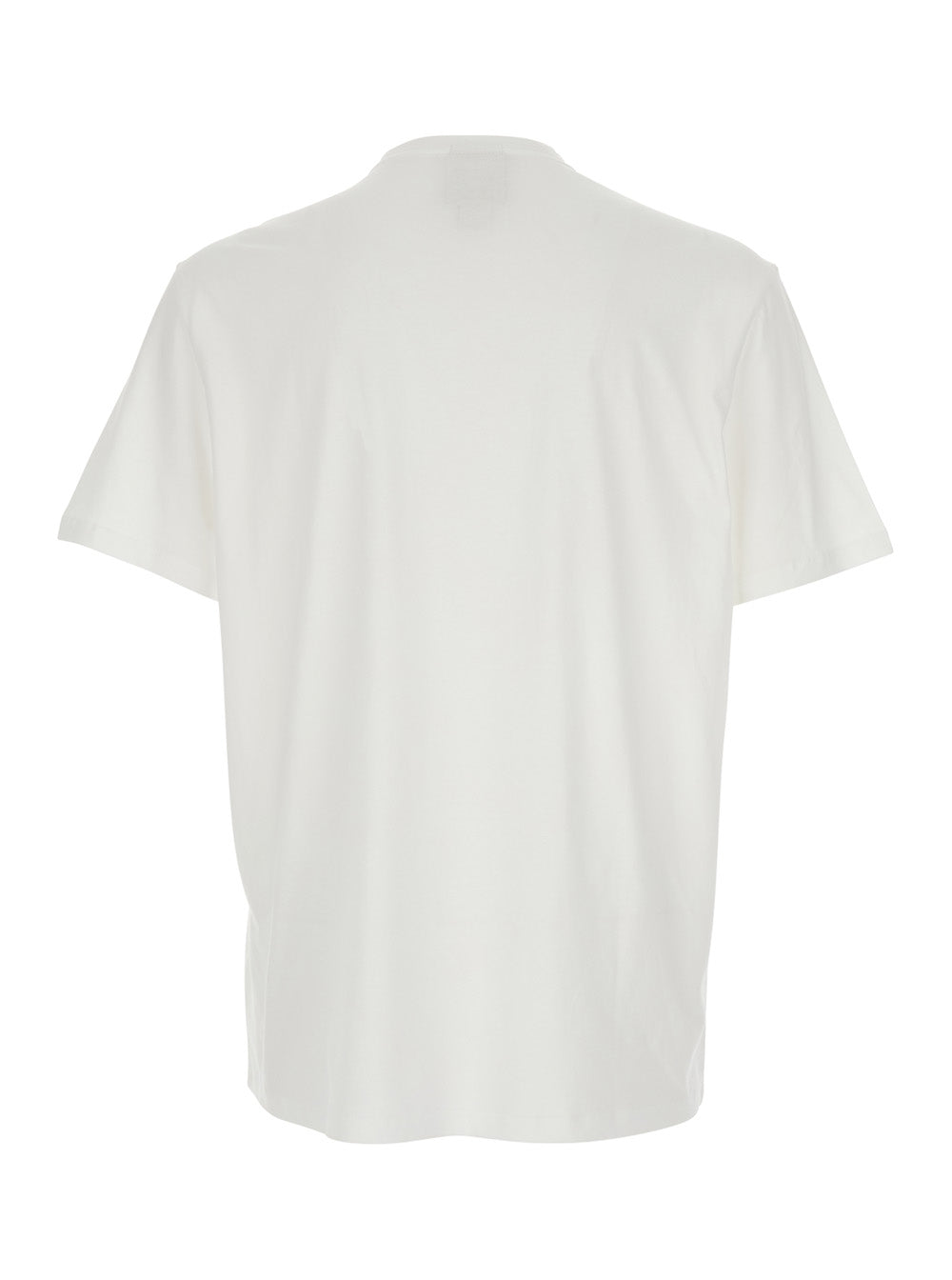 Crew Neck T-Shirt with Front Logo in White Cotton for Men Tshirts And Polo Shirts
