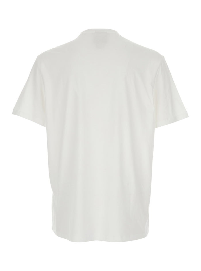 Crew Neck T-Shirt with Front Logo in White Cotton for Men Tshirts And Polo Shirts