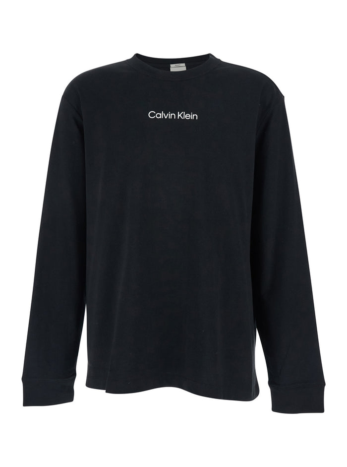 T-shirt CALVIN KLEIN Black with Long Sleeves and Logo on the Front in Cotton for Men Tshirts Polo Shirts