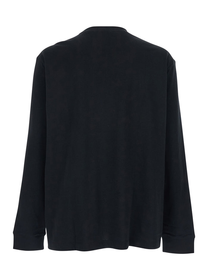 T-shirt CALVIN KLEIN Black with Long Sleeves and Logo on the Front in Cotton for Men Tshirts Polo Shirts