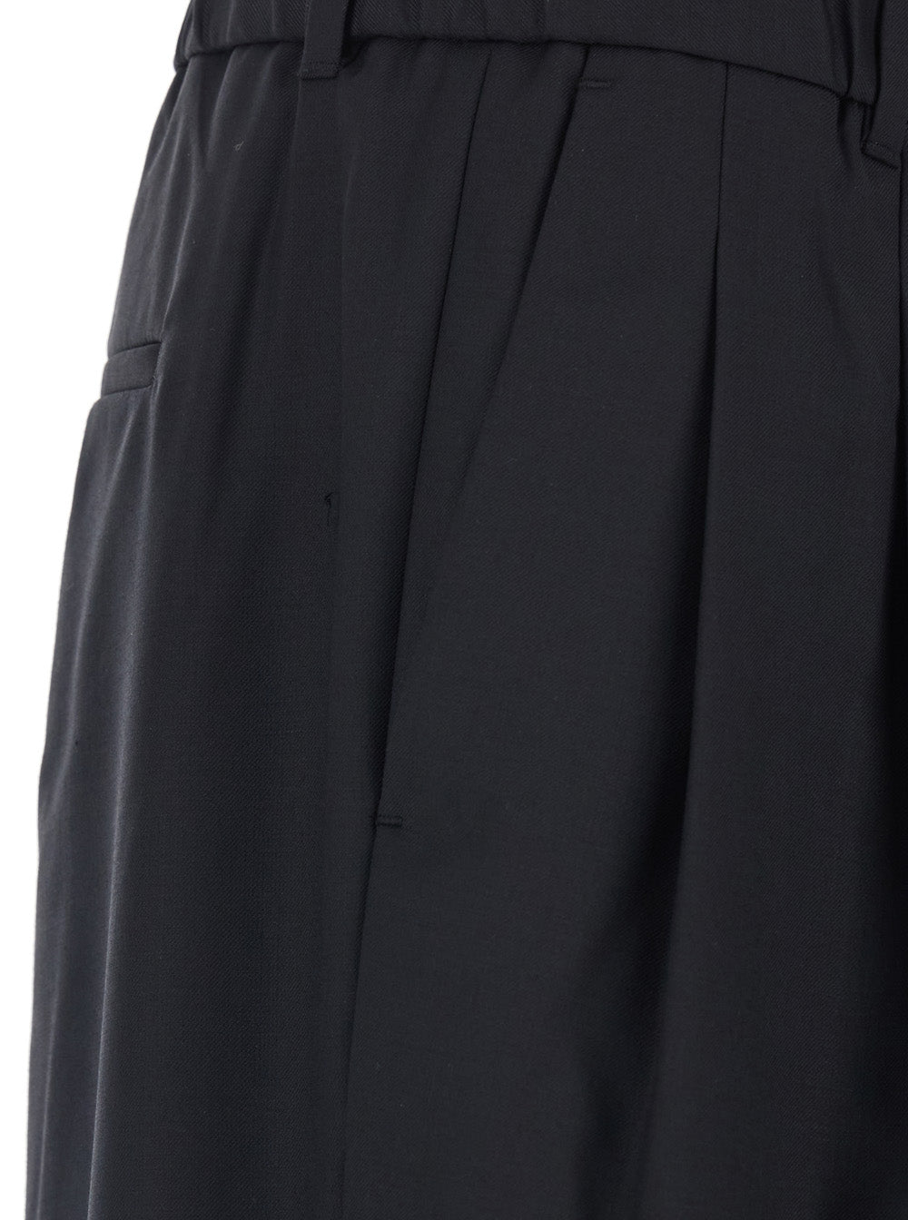 Travel Black Pants with Wide Leg and Belt Loops in Wool Blend for Men Recycled Polyester Trousers