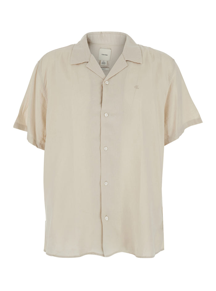 Shirt SS CAMP COLLAR SOLID LINEN CLASS White - with in Men Lyocell And Blouses