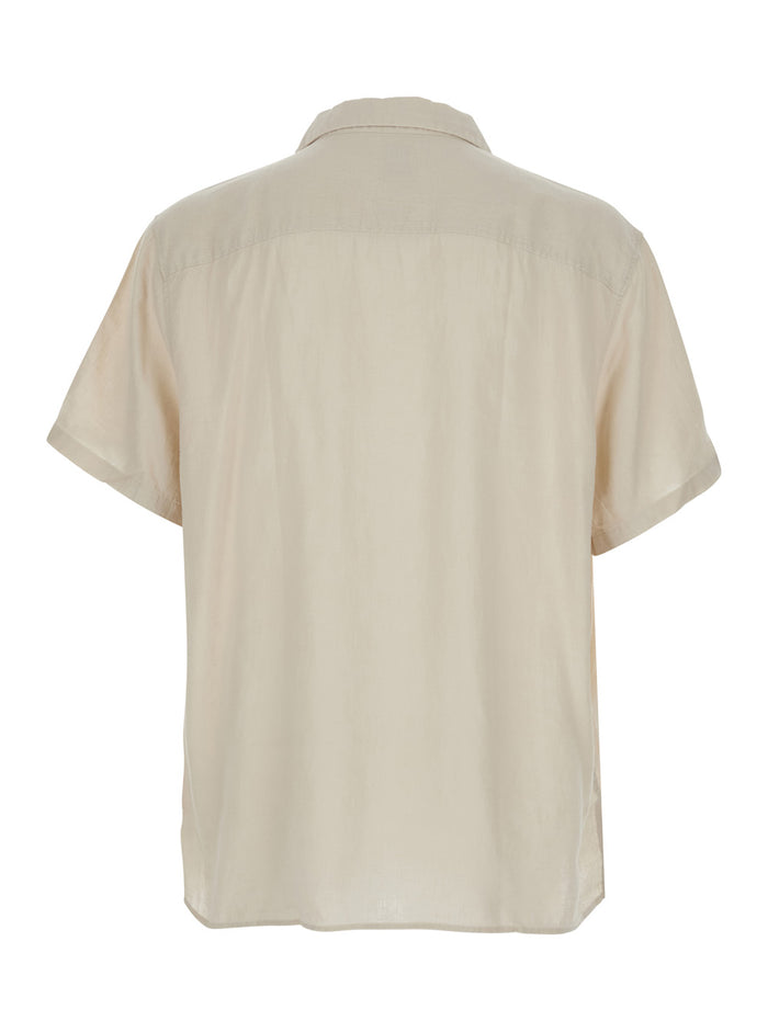 Shirt SS CAMP COLLAR SOLID LINEN CLASS White - with in Men Lyocell And Blouses