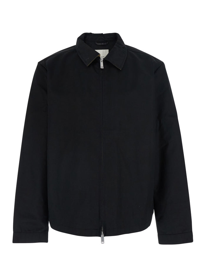 Jacket LS COTTON WING COLLAR SHIRT JACK Black with and Nylon Wave for Men Outerwear