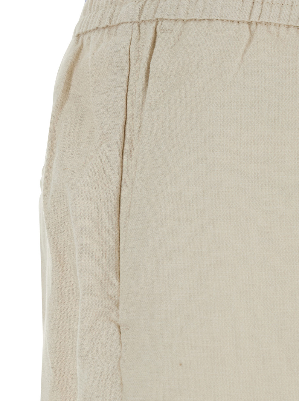 Pants STRAIGHT LINEN PULL ON White with elastic waist and side pockets in Women Cotton Trousers