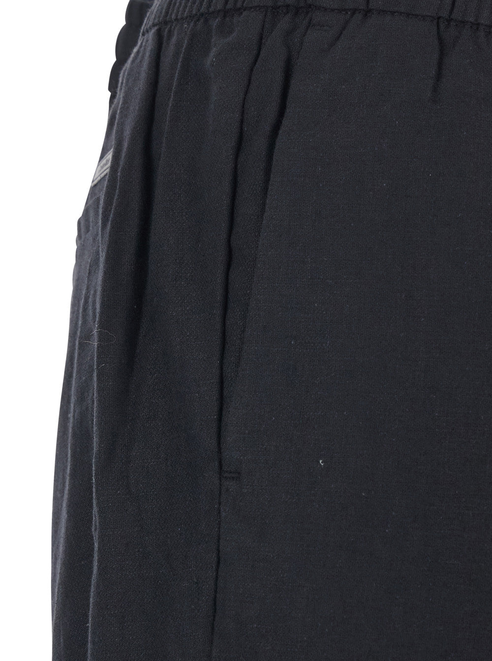 Pants STRAIGHT LINEN PULL ON Black with Elasticized Waist in and Cotton Men Trousers