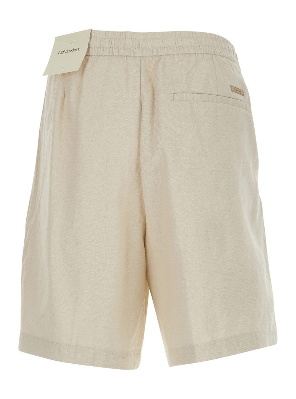 Shorts STRAIGHT LINEN 7 PULL ON White in and Cotton Men Bermuda