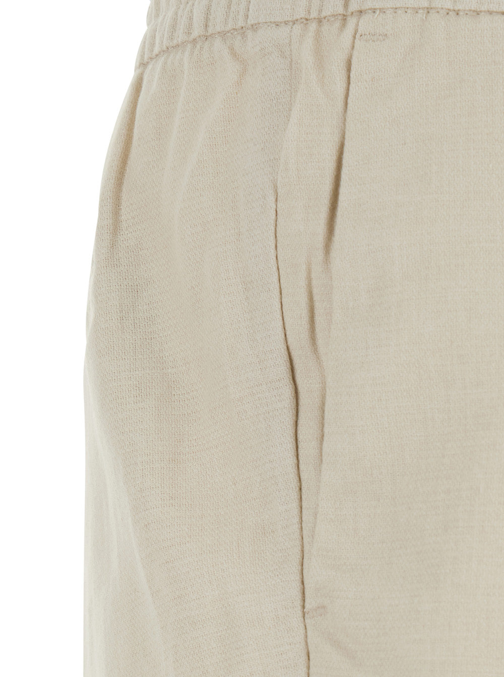 Shorts STRAIGHT LINEN 7 PULL ON White in and Cotton Men Bermuda