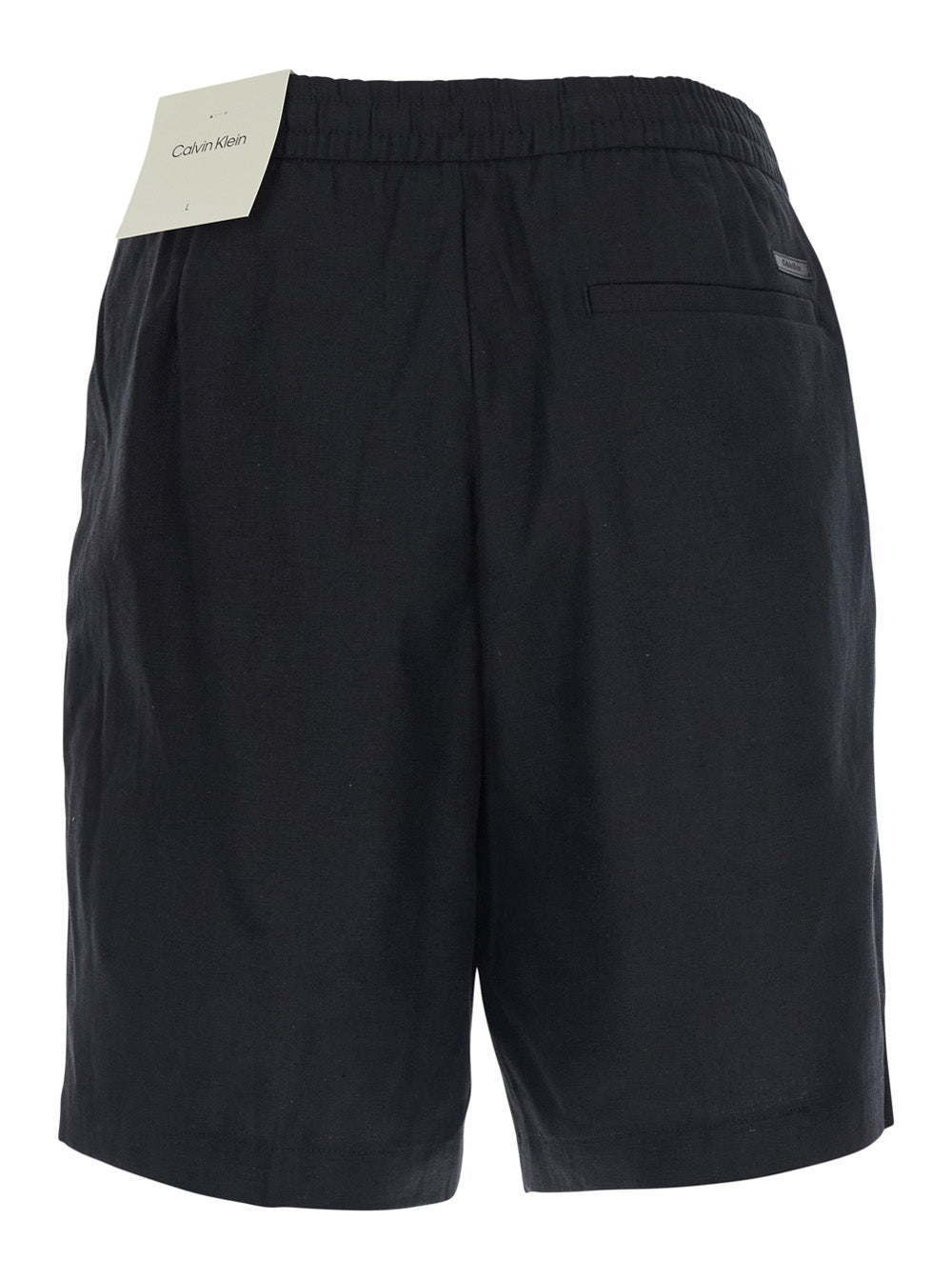 Shorts STRAIGHT LINEN 7 PULL ON Black in and Cotton Men Bermuda