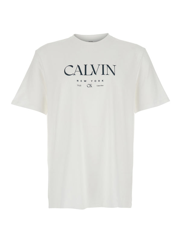 T-Shirt With Lettering Logo, White Cotton T-shirts