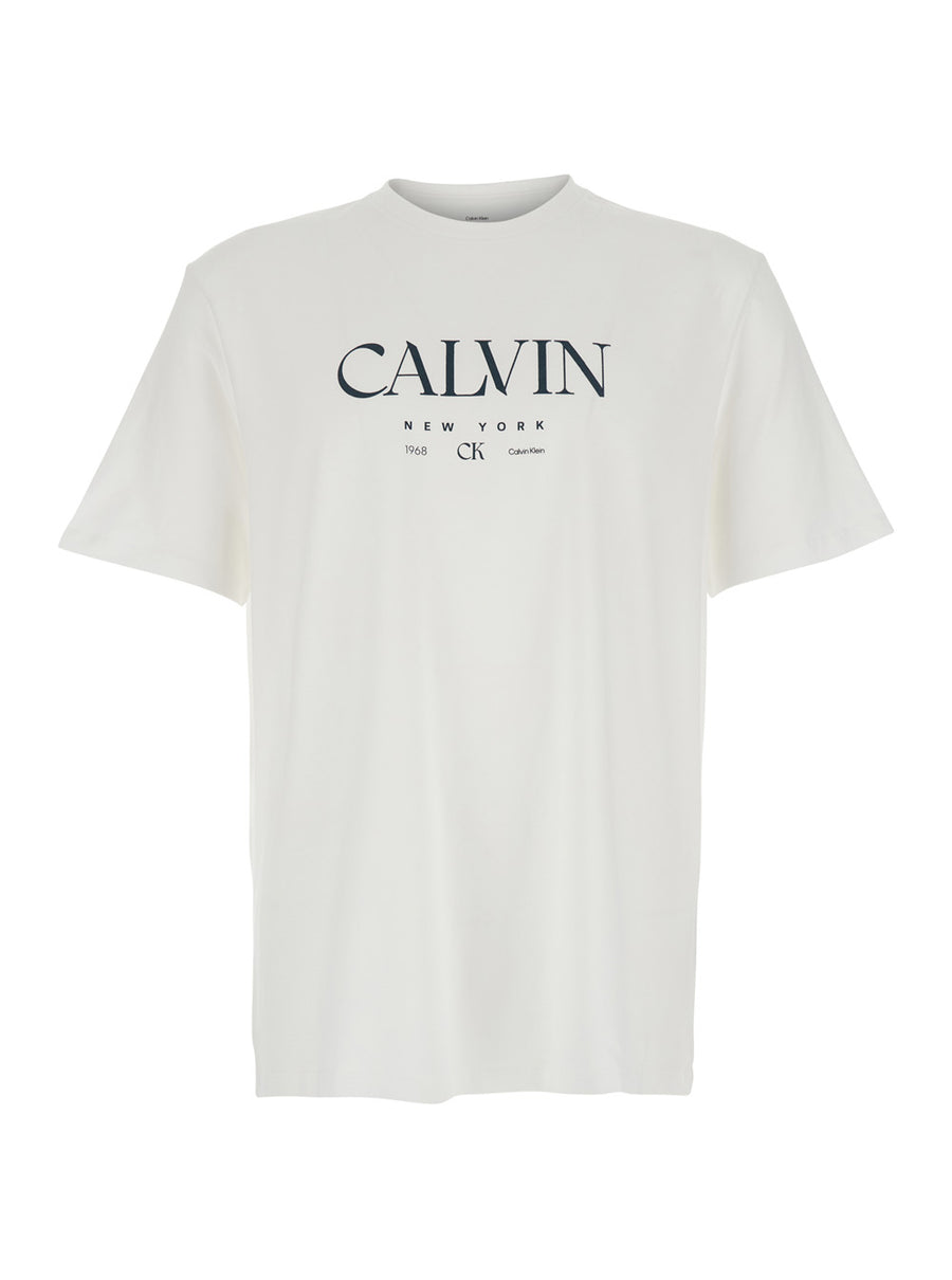 T-Shirt With Lettering Logo, White Cotton T-shirts