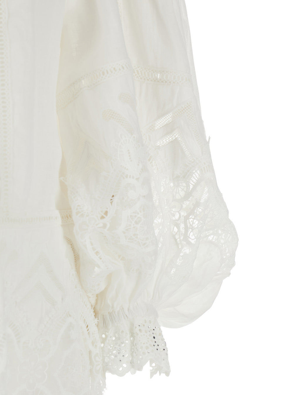 Off Shoulder Top with All-Over Embroidery in White Linen for Women Shirts And Blouses