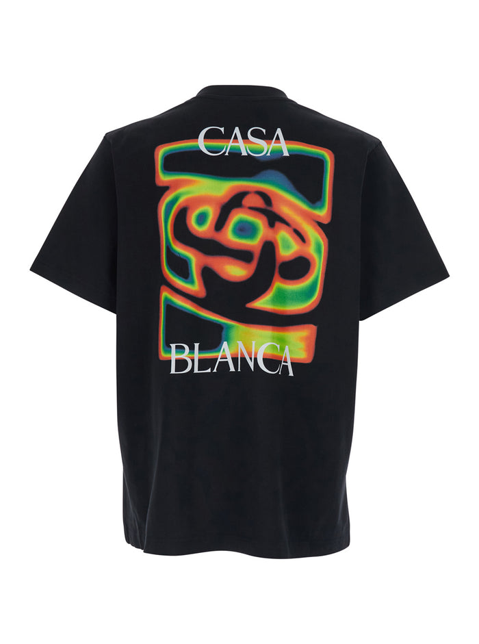 Black T-Shirt MSP26 with Logo Detail on the Front and Maxi Print Back in Mens Cotton Organic Tshirts Polo Shirts