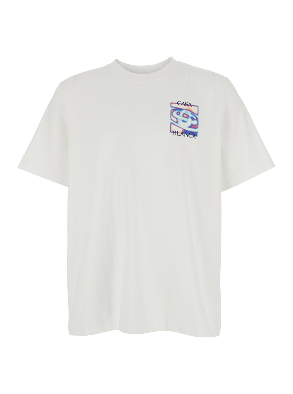 White T-Shirt With Logo Detail On The Front And Maxi Print Back Cotton Man Organic Tshirts Polo Shirts