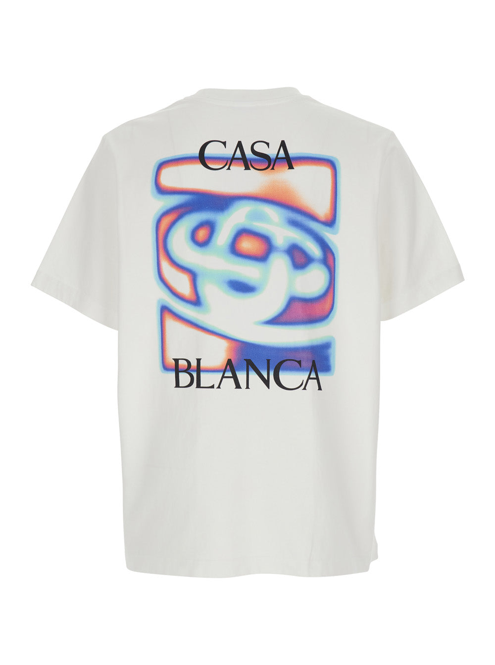 White T-Shirt With Logo Detail On The Front And Maxi Print Back Cotton Man Organic Tshirts Polo Shirts