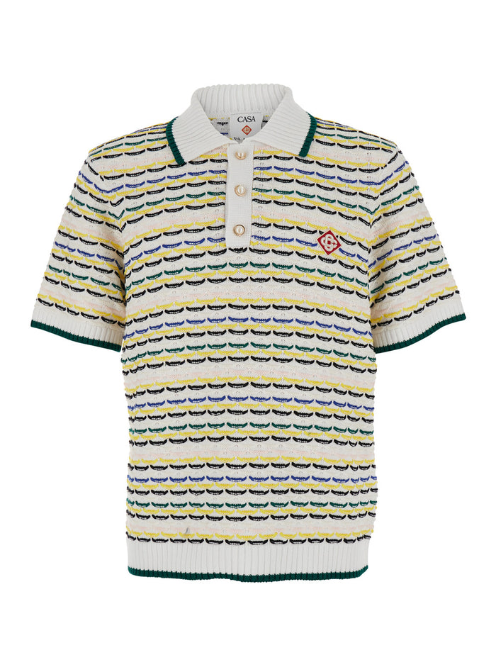 Multicolor Polo With Logo Embroidery On The Front And All-Over Stripes Cotton Man Tshirts Shirts