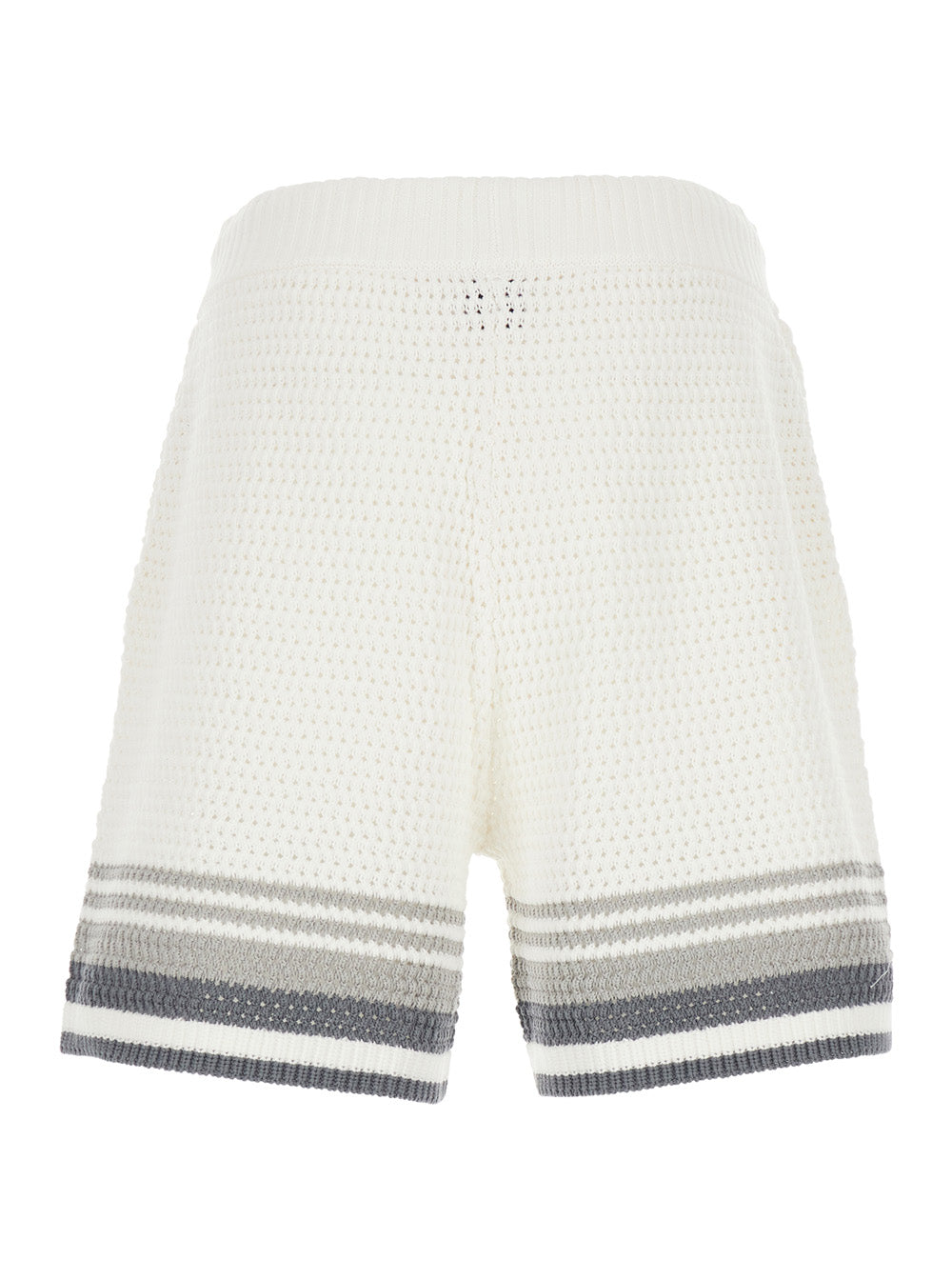 White Bermuda Shorts With Drawstring And Logo Embroidery On Front Cotton Man