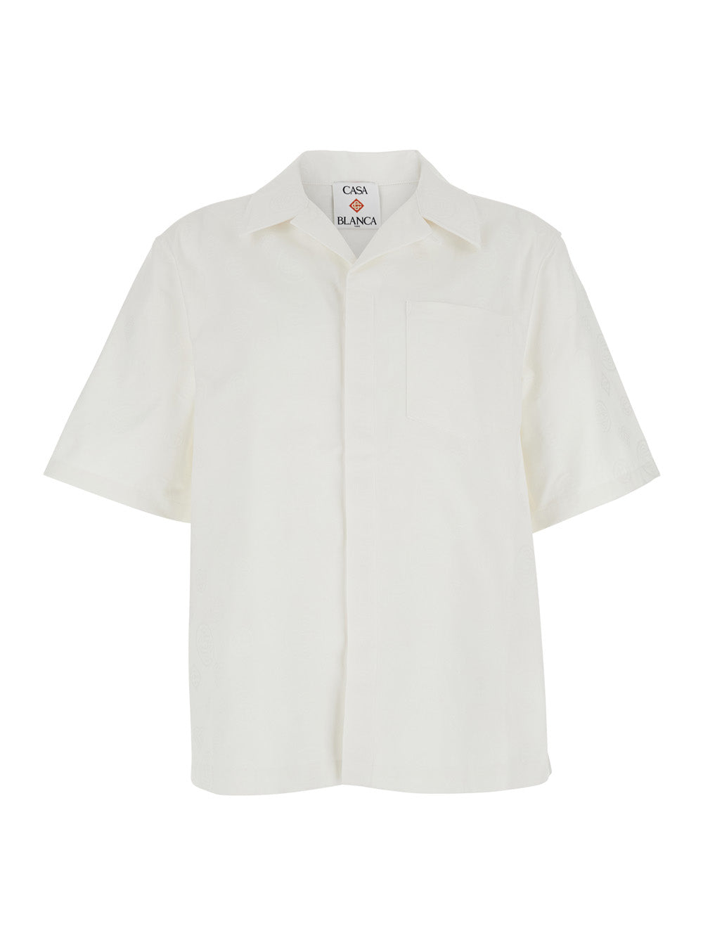 White Cotton Bowling Shirt with Cuban Collar for Men And Blouses
