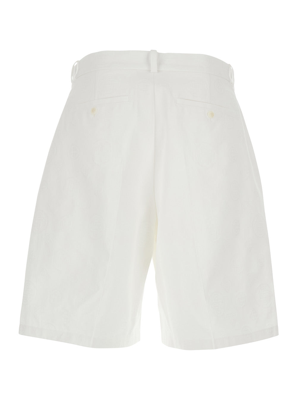 White Bermuda Shorts With Logo Plate On The Belt Loop And Wide Leg Cotton Man