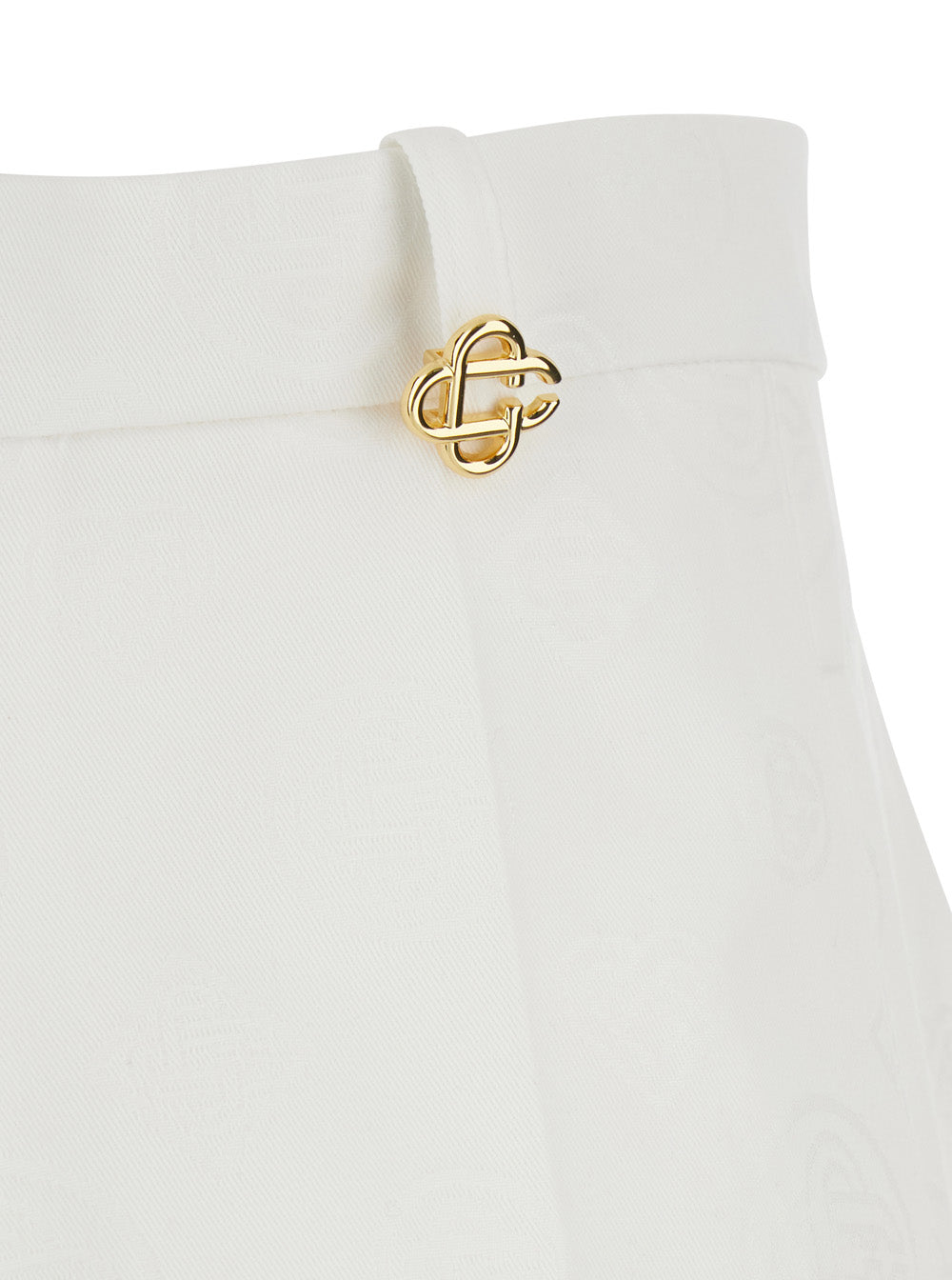 White Bermuda Shorts With Logo Plate On The Belt Loop And Wide Leg Cotton Man