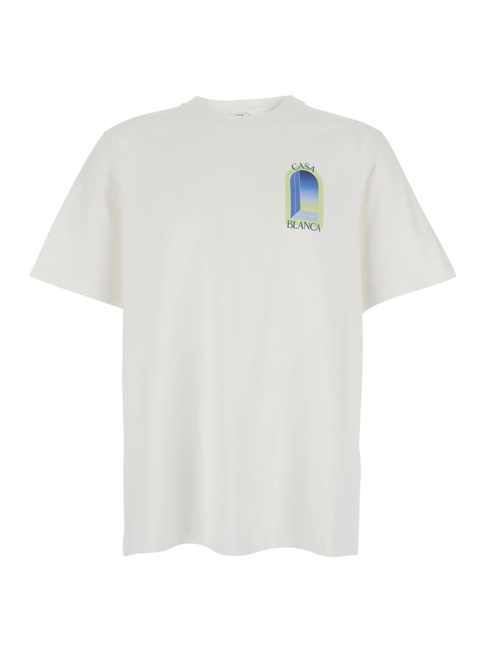 White ARCHES T-Shirt with Round Neck and Short Sleeves for Men Tshirts Polo Shirts
