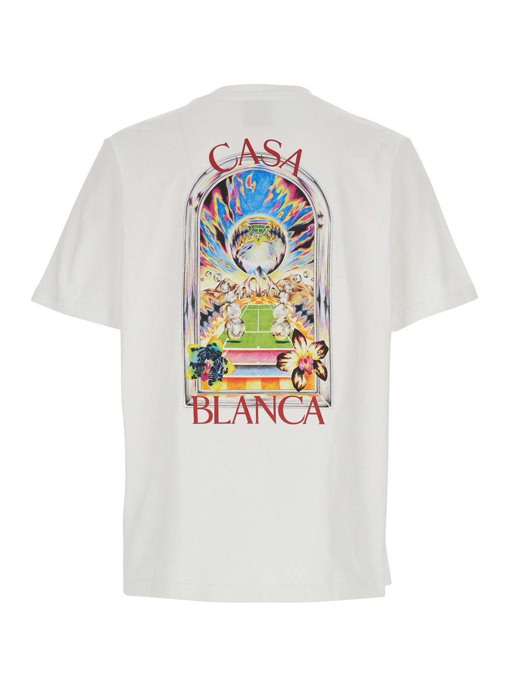 White T-Shirt with Logo Detail on the Front and Maxi Back in Cotton for Men Tshirts Polo Shirts