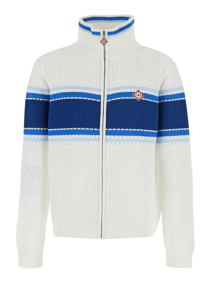 Jacket MESH STRIPE TRACK White with Colorful Stripes in Tech Fabric Men Jersey