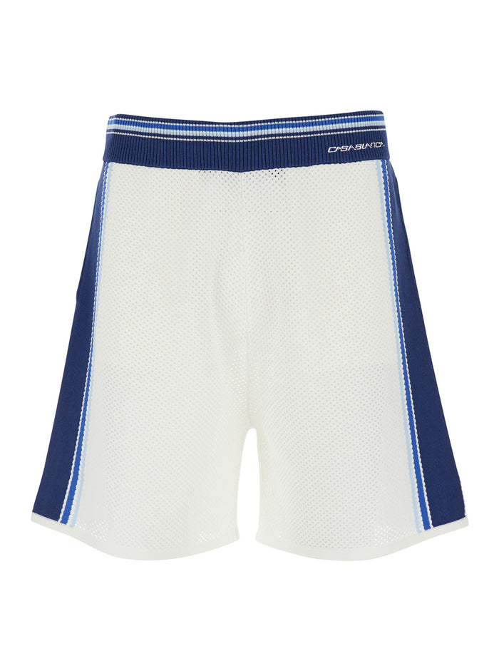 Shorts MESH STRIPE with Blue Details in White Men And Bermuda