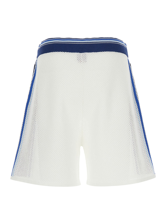 Shorts MESH STRIPE with Blue Details in White Men And Bermuda