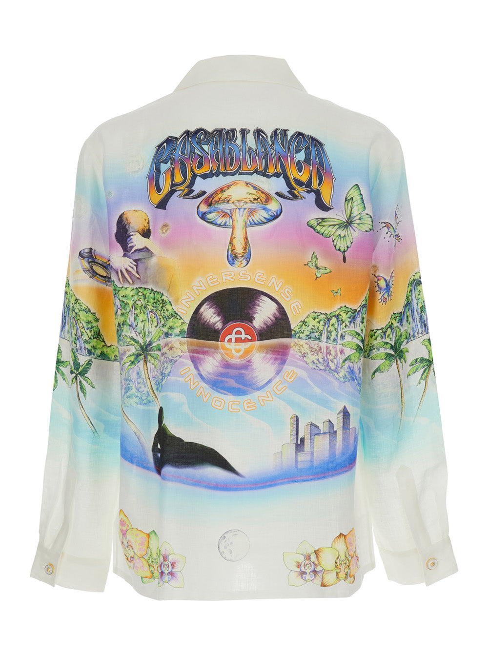 Shirt Innocence Multicolor with Cuban Collar and All-Over Print in Linen for Men Blouses