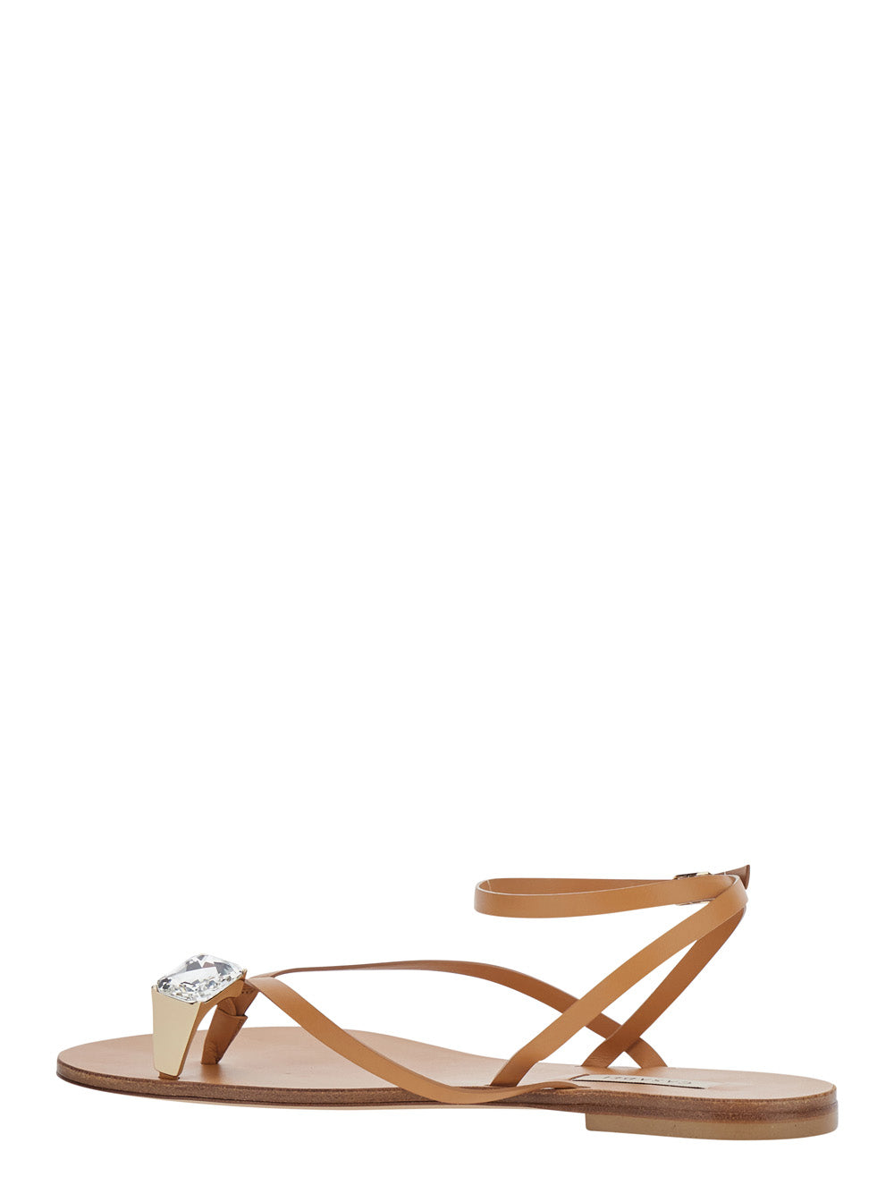 Soraia Flat Brown Sandals With Leather Detail For Women Calf Shoes