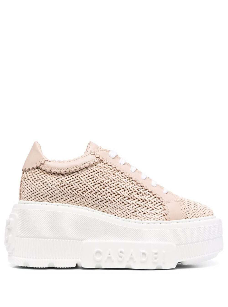 Sneakers Woven Fabric Pink Polyurethane Trainers