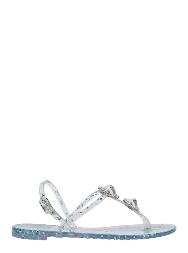Sandal With Crystal Decoration Multicolour Pvc