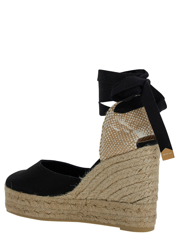 Carina Wedge Espadrilles with Cotton and Black Beige Raffia for Women Textile Materials Wedges