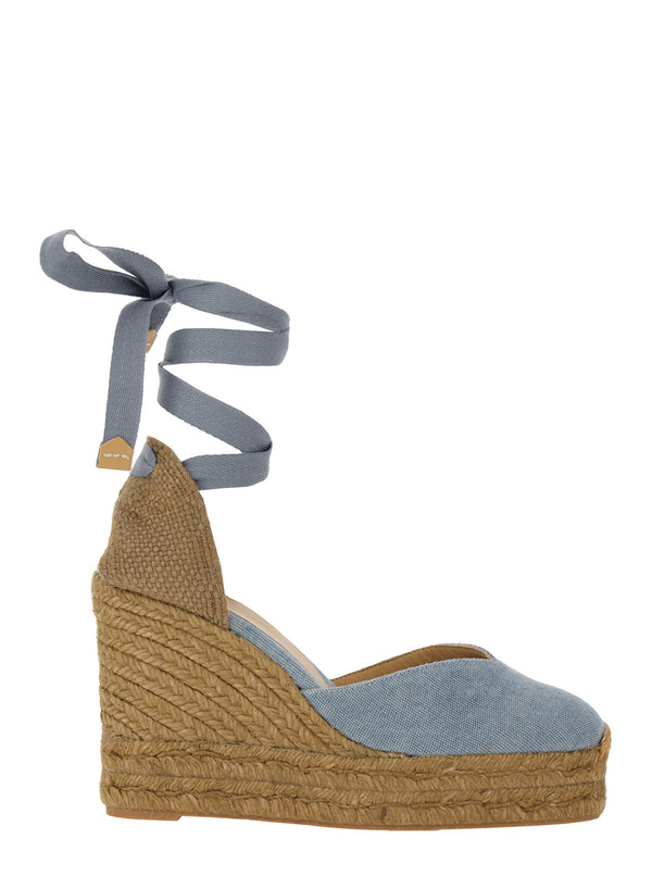 Wedges Chiara Blue Fabric Textile Shoe