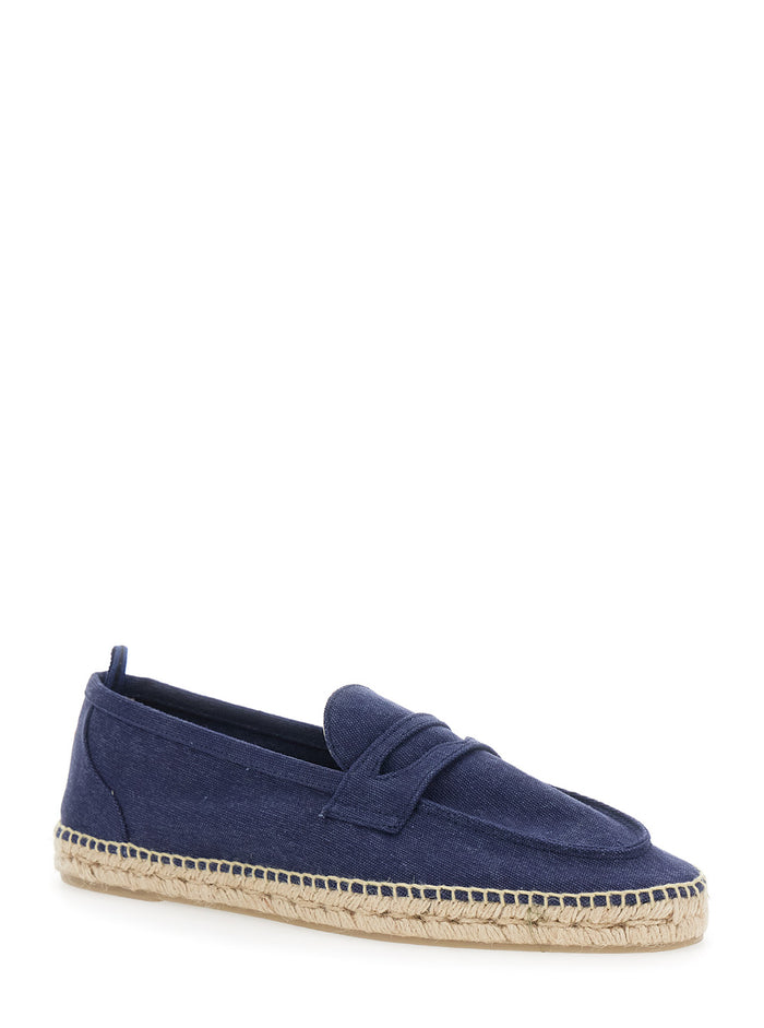 Mens Nacho Espadrilles with Diamond-Cut Mask in Blue Suede Blu Textile Materials Flat Shoes