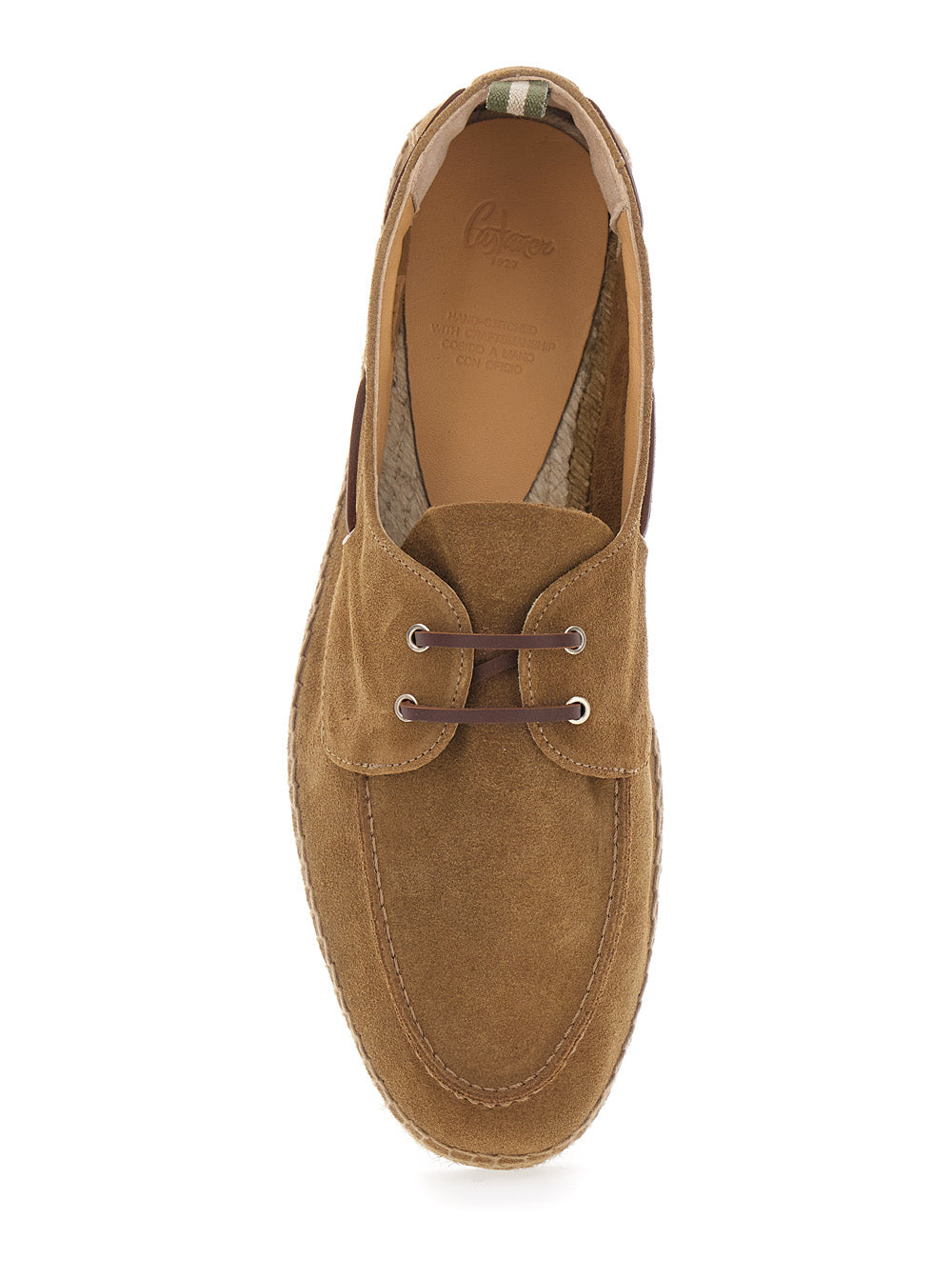 Nemo Espadrilles with Pull-tab and Contrast Stitching in Brown Suede for Men Calf Flat Shoes
