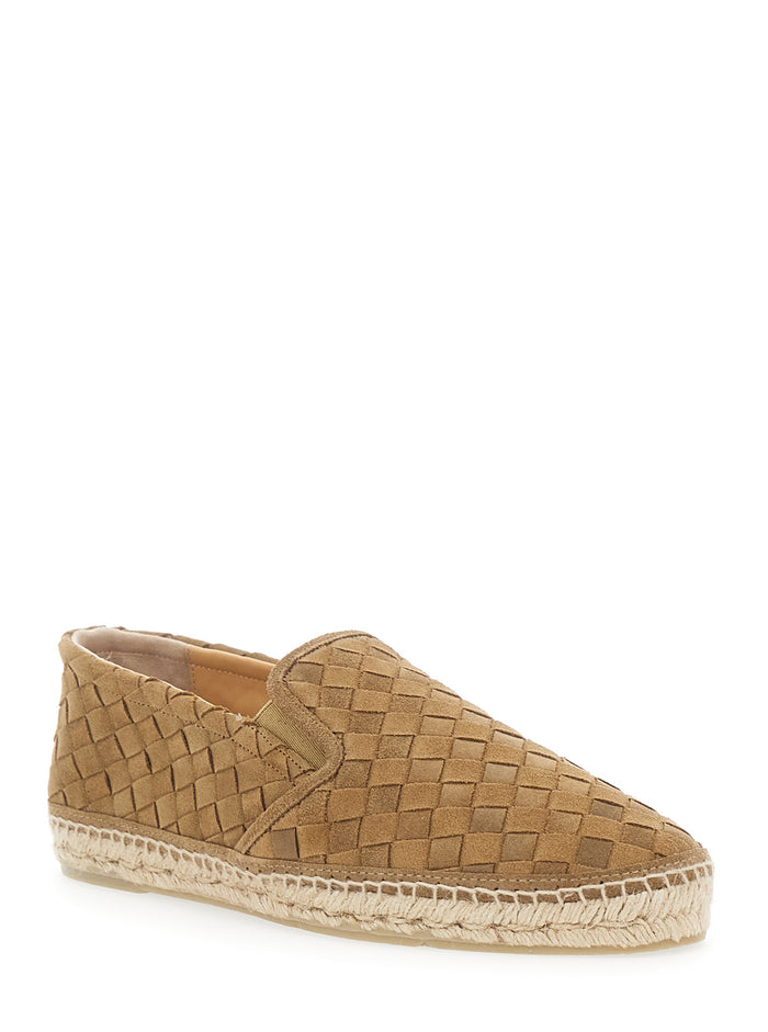 JAVA-186 Serraje ARENA - Brown Leather Espadrilles for Women Calf Flat Shoes