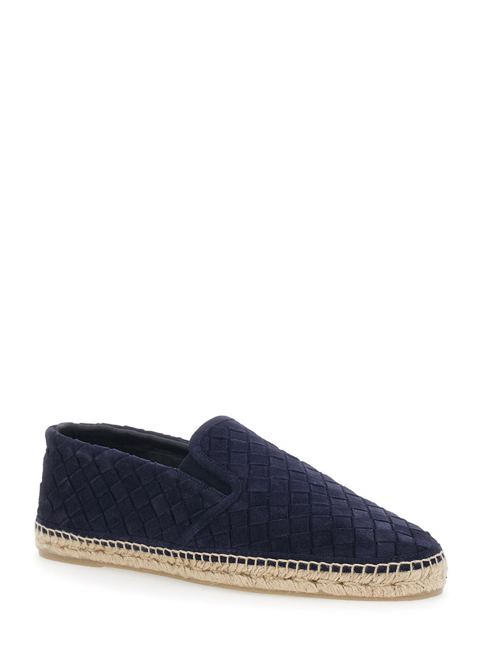 Espadrilles Java with Pull-tab and Contrast Stitching in Blue Suede for Men Blu Calf Flat Shoes