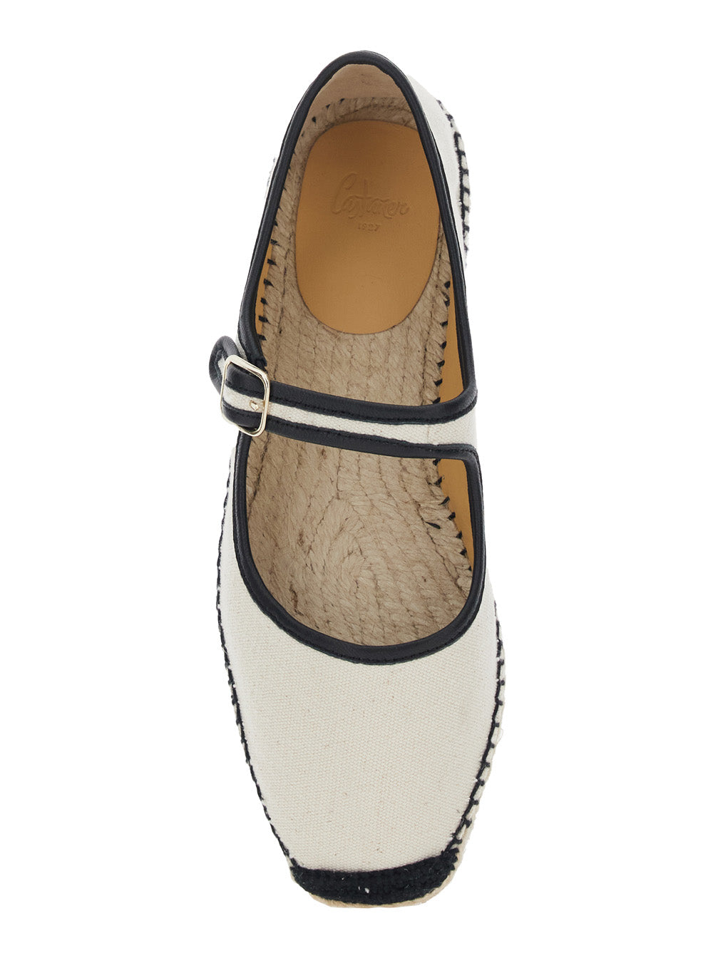 Padua Ballet Shoes with Strap Closure and Square Toe in White Fabric for Women Textile Materials Ballerinas