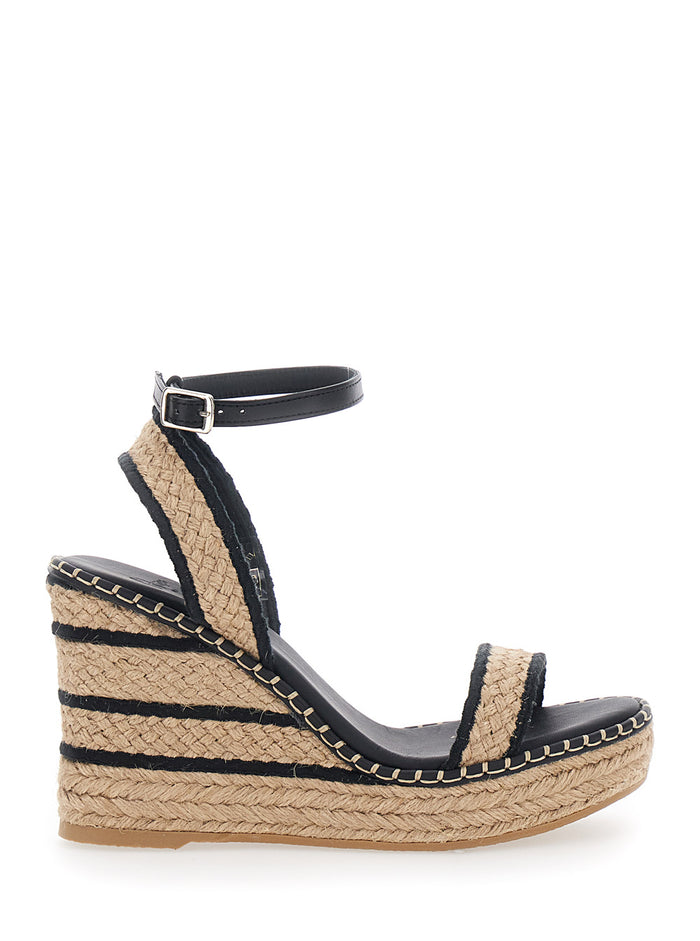 BERA Wedges with Beige Fabric Upper for Women Textile Materials