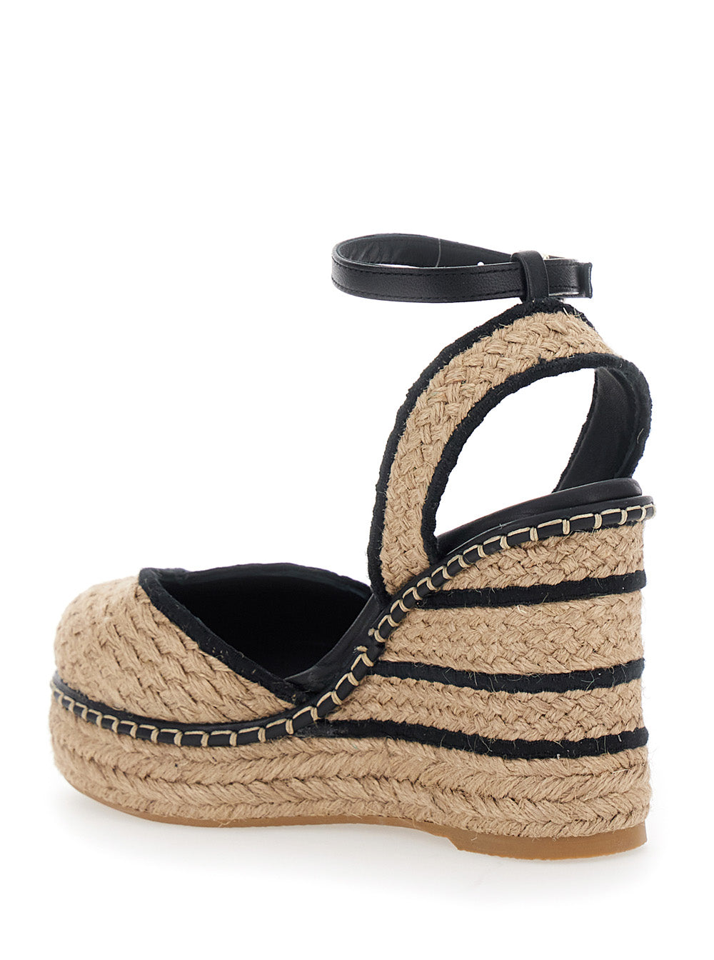 COVA Wedges with Beige Fabric Detail for Women Textile Materials