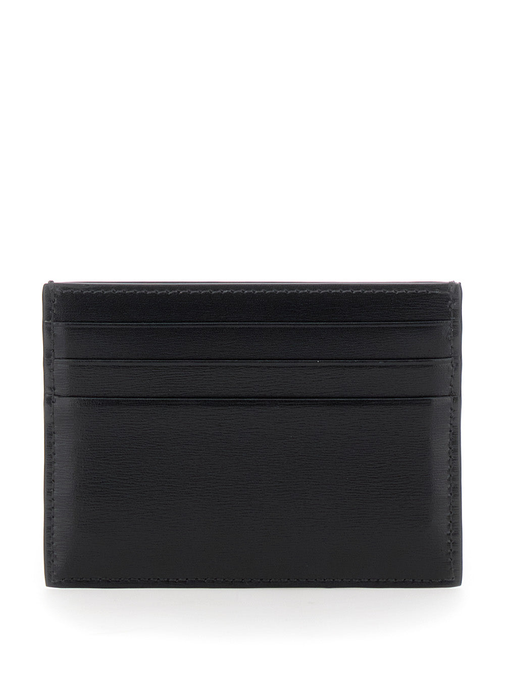 Triomphe Card Holder Black With Metal Plate On Front Leather For Women Calf Products