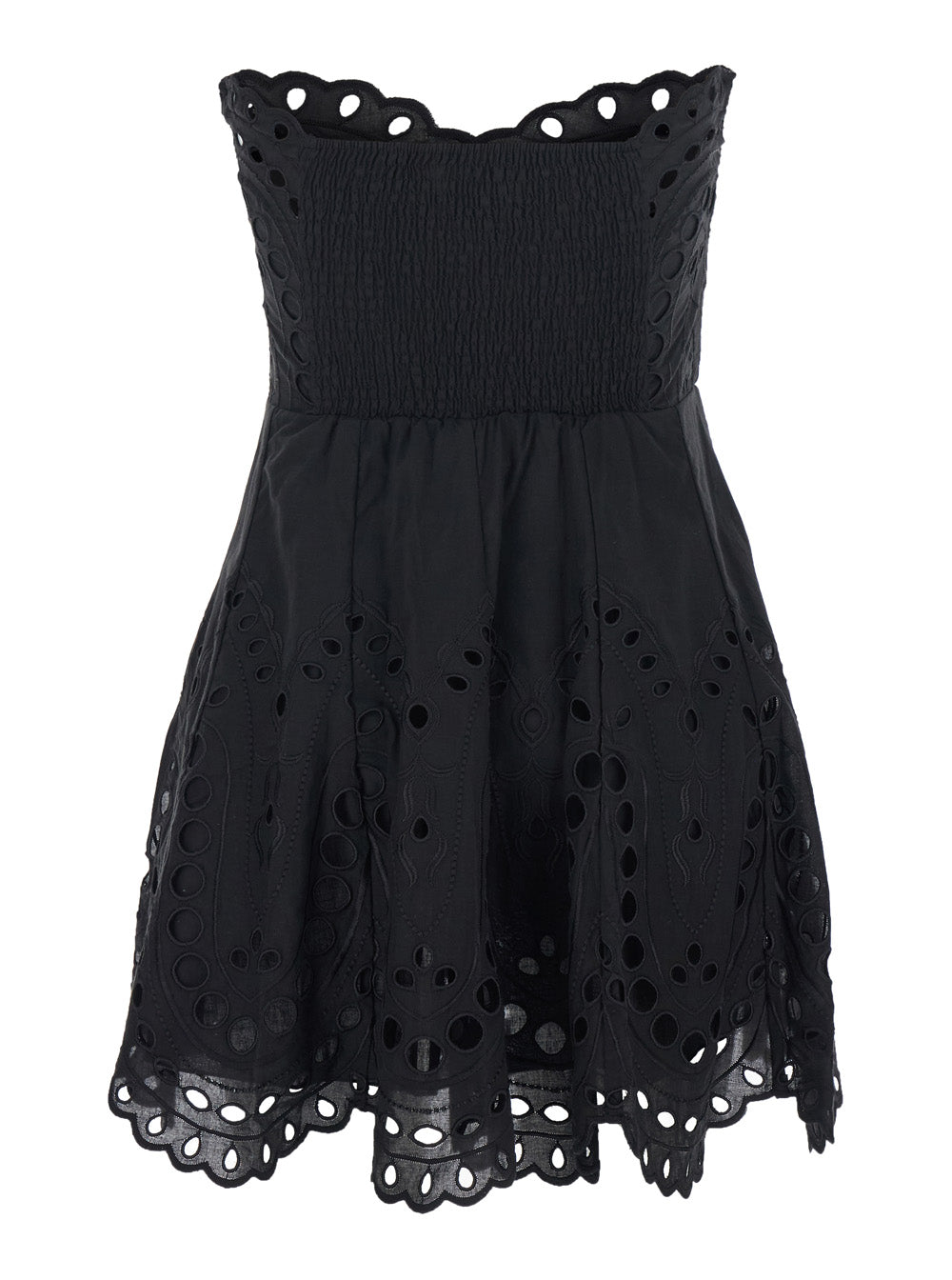 Dress Bail with Heart Neckline and Scalloped Edges in Black Cotton Blend for Women Polyester